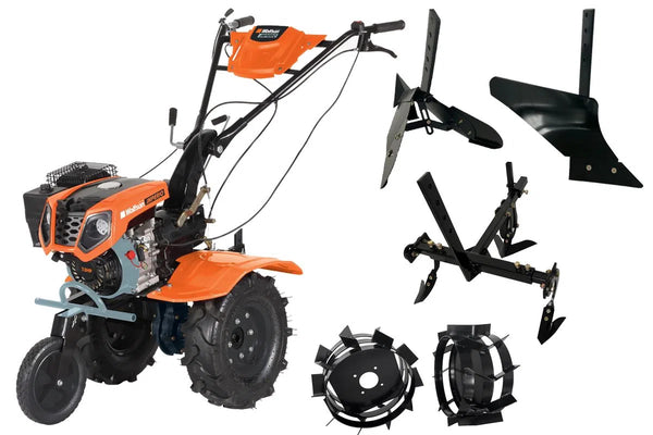 Motocultor Wolfson Imperio 8001, 7 CP, cu far si accesorii : plug, rarita, roti de transport 5,00X8, roti metalice, prasitoare