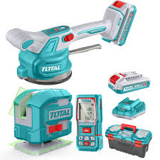 TOTAL - KIT COMBO 20V - VIBRATOR CU VENTUZA PENTRU PLACI CERAMICE, LASER MASURARE DISTANTA, NIVELA L