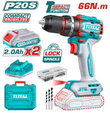 TOTAL - MASINA DE GAURIT CU PERCUTIE - 20V - 2AH - MOTOR FARA PERII (INCLUDE 2 ACUMULATORI, 1 INCARC