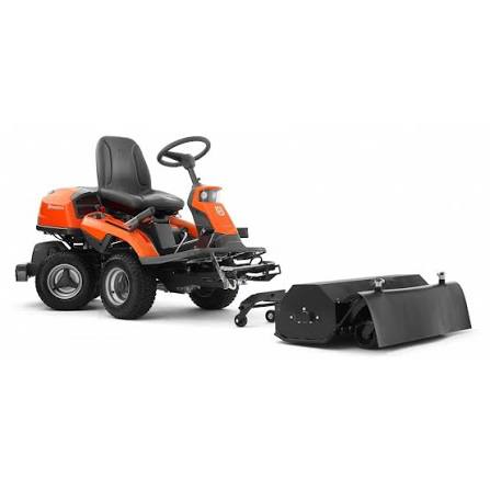 Tractor rider pentru tuns gazonul cu tractiune integrala Husqvarna R 320X AWD (Freză cu cuțite mobile pentru vegetație sălbatică integrată)
