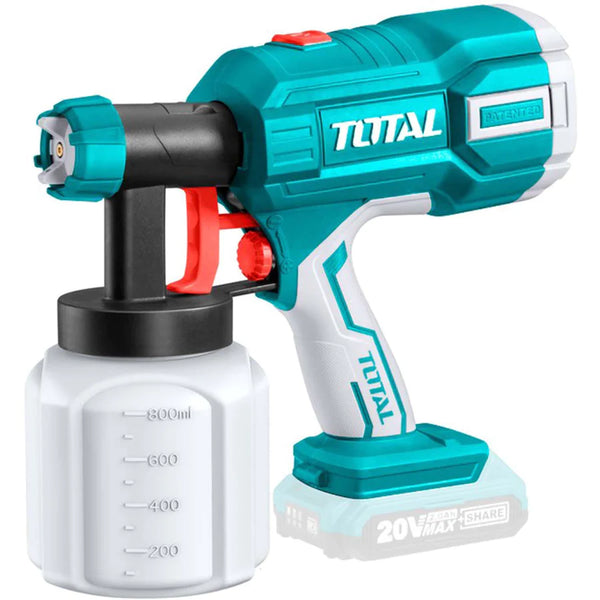 Scule prelucrare lemn - Pistol de vopsit cu acumulator Total TSGLI2001 , 800ml, 600ml/min, 20V, Li-Ion, fara acumulator si incarcator - belgarden.ro