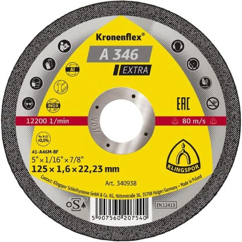 Accesorii polizor - Set Disc (x25 buc) A 346 EX disc debitare, 125 x 1,6 x 22,23 mm Drept, Klingspor 340938 - belgarden.ro