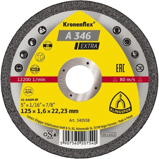 Accesorii polizor - Set Disc (x25 buc) A 346 EX disc debitare, 125 x 1,6 x 22,23 mm Drept, Klingspor 340938 - belgarden.ro
